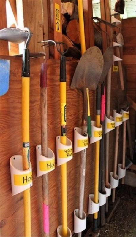 DIY PVC yard tool storage