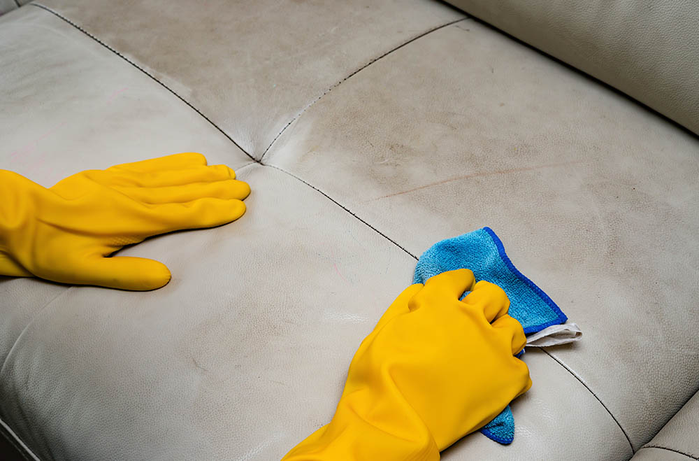cleaning a discolored leather couch