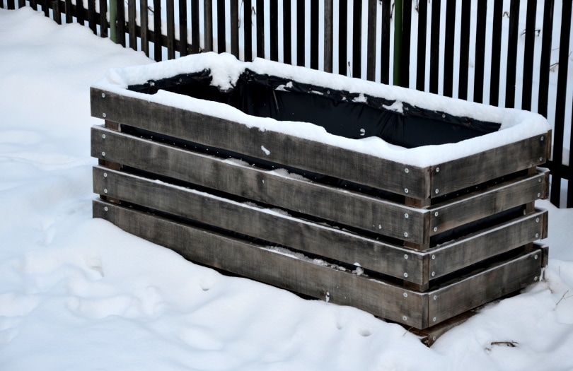 compost box in snow