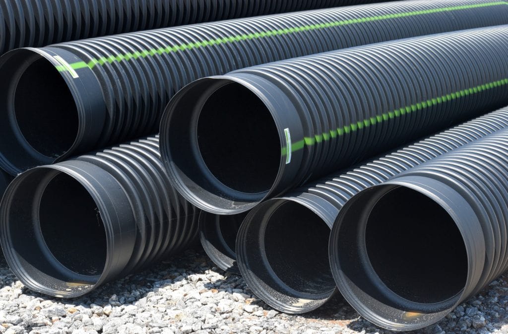 Corrugated plastic drainage pipes
