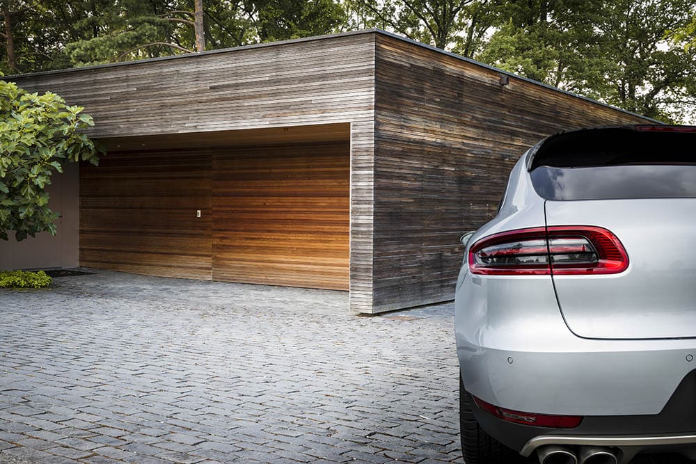 garage with permeable pavement