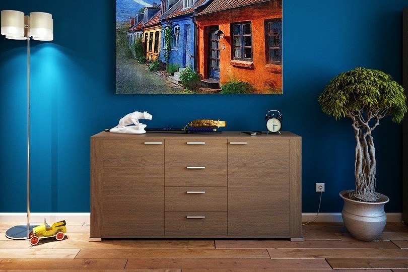 laminated cabinet in the living room