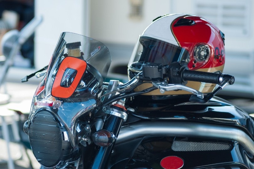 motorcycle with helmet