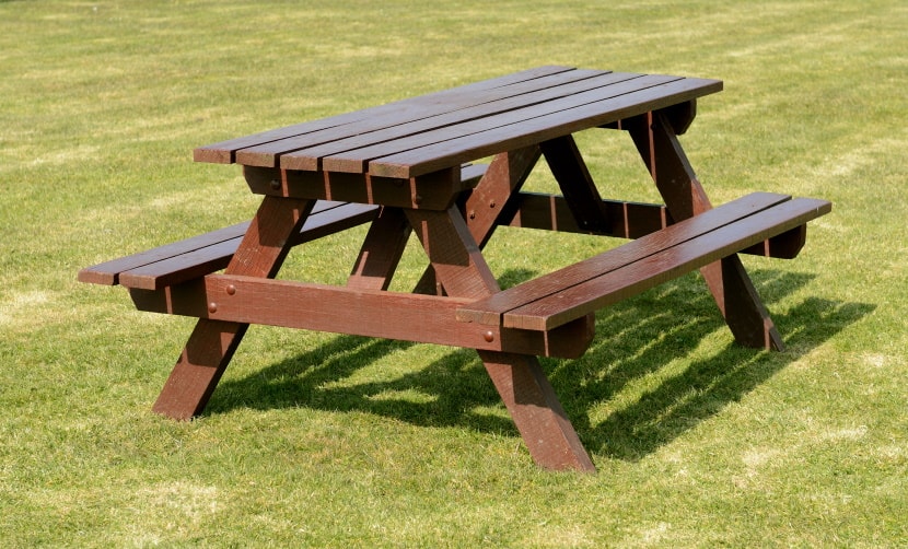 picnic table on the grass