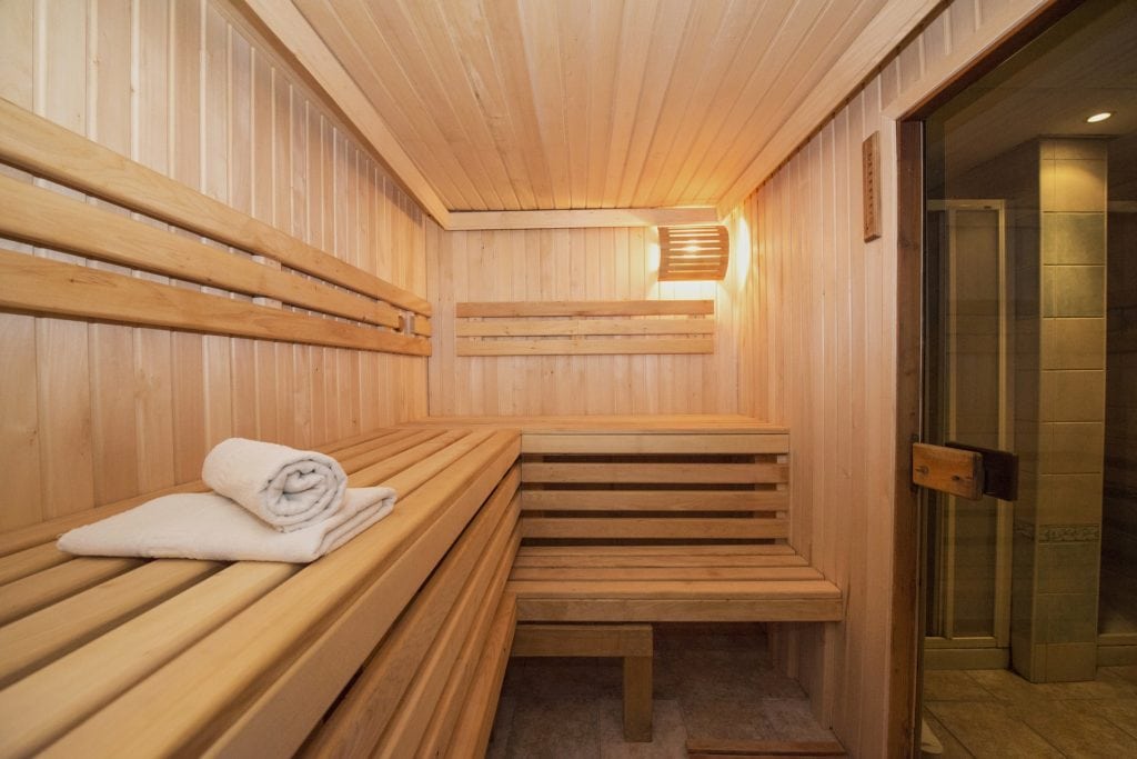 Inside of a sauna