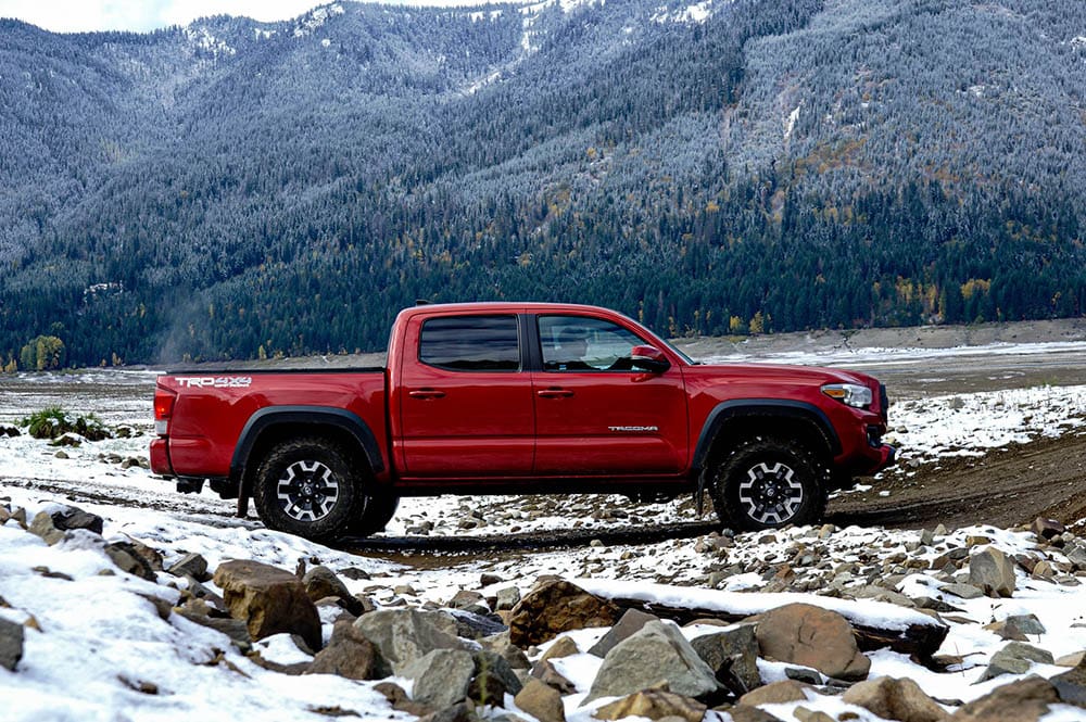 red toyota tacoma off road