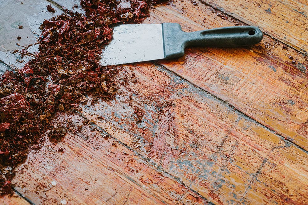 scraping hardwood floor