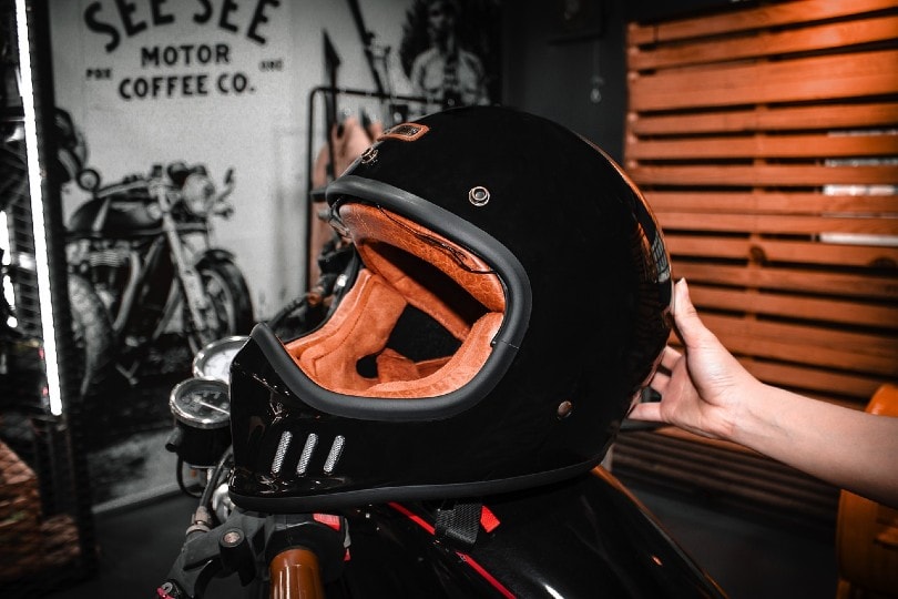 sleek black motorcycle helmet