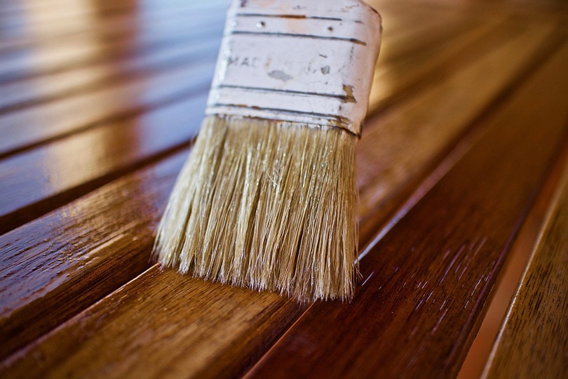 staining wood with brush