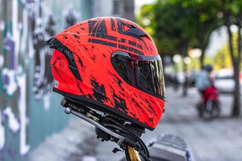 stylish red motorcycle helmet