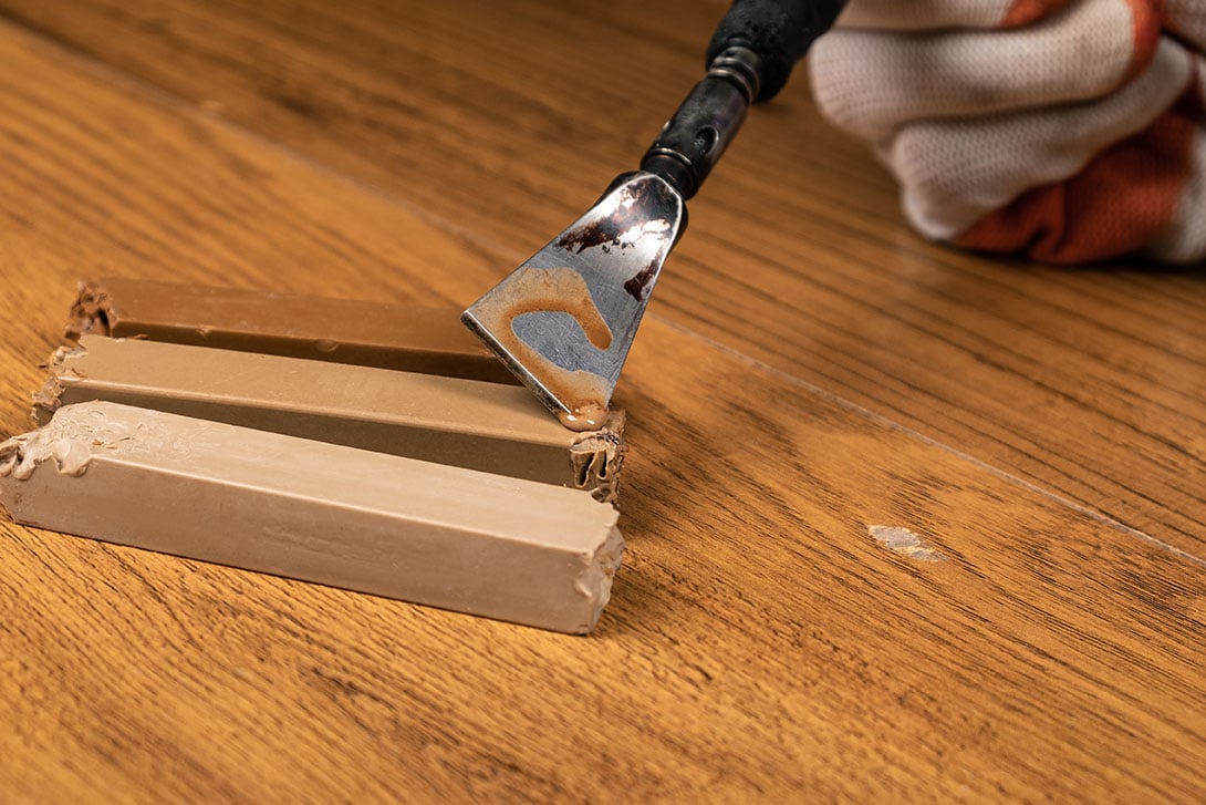 swatching wood putty