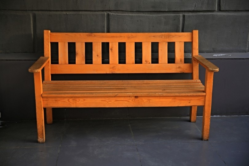 wooden bench made out of cedar