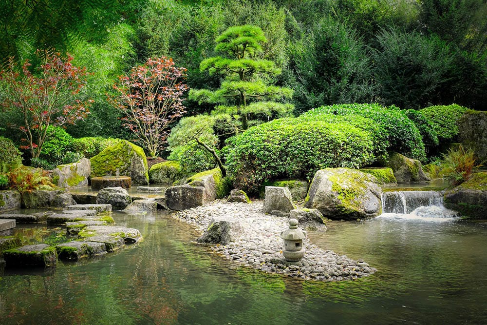 zen garden with pond