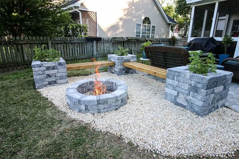 Brick Bench and Fire Pit