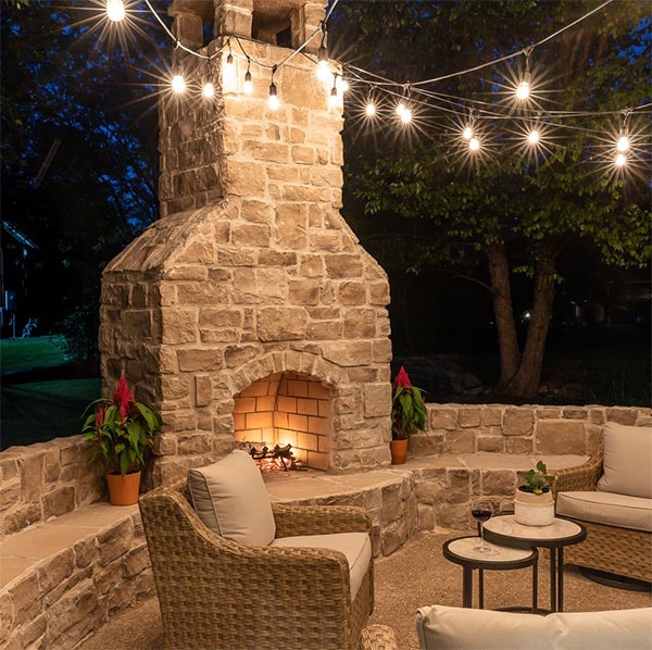 Brick Fireplace With Bench Seating