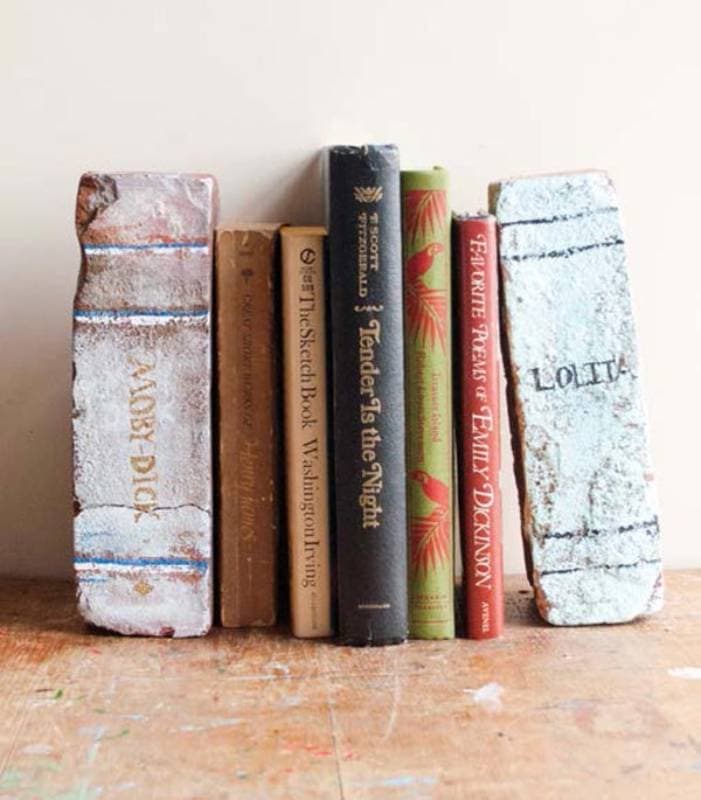 DIY brick bookends