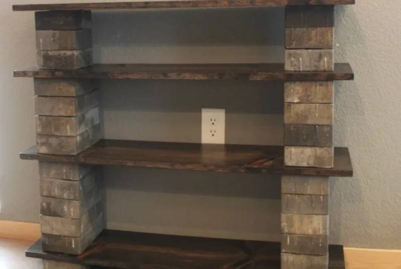 DIY concrete block bookshelf