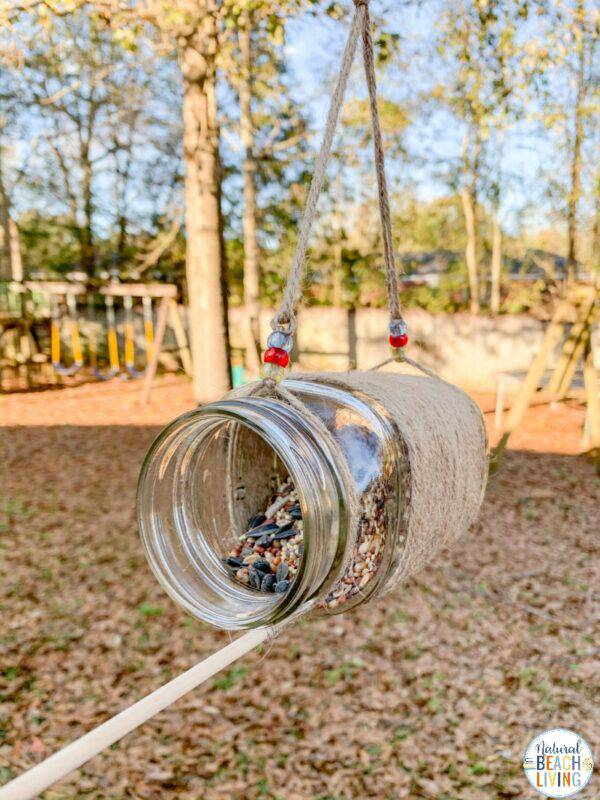 DIY mason jar bird feeder