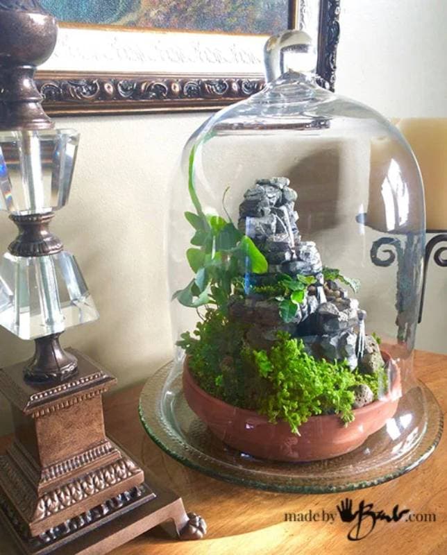 DIY miniature terrarium waterfall
