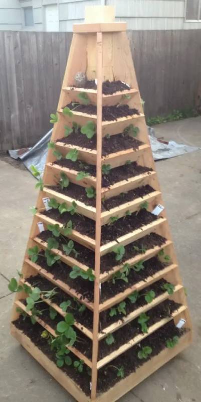 DIY vertical garden pyramid tower