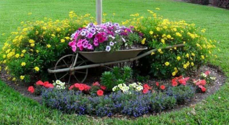 DIY wheelbarrow planter