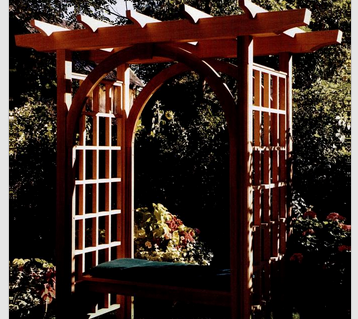 Garden trellis with bench