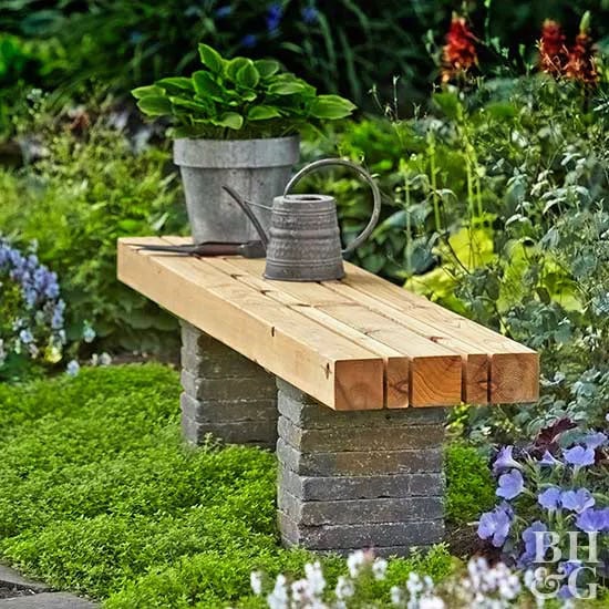Paver and Cedarwood Bench