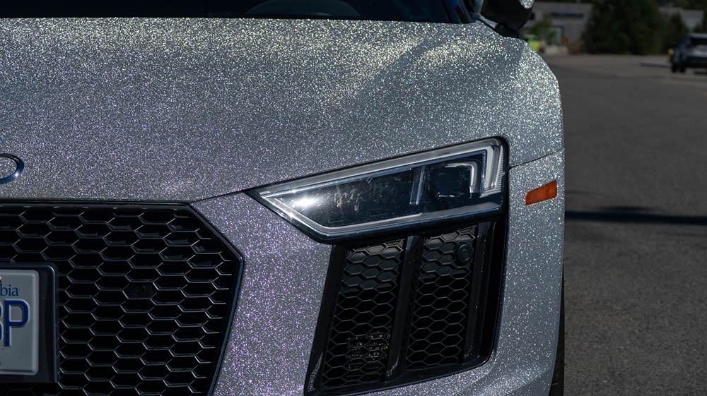 car wrapped with glitter film