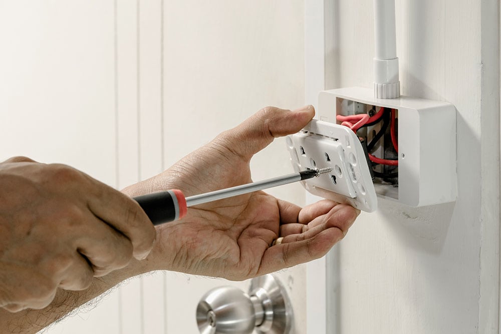 close up power outlet installation