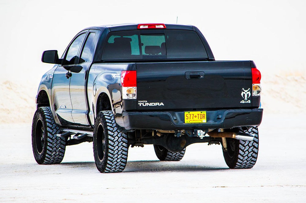 rear of black toyota tundra