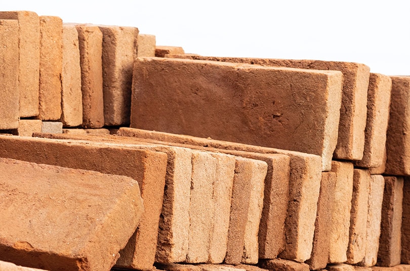 stacked red bricks