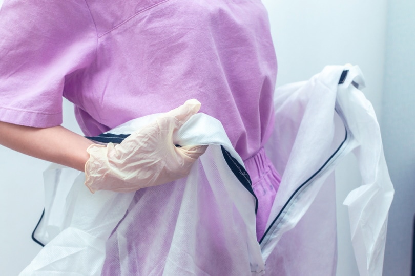 wearing PPE