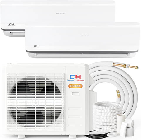Cooper & Hunter Hyper Heat Dual Zone Mini Split Heat Pump Air Conditioner System