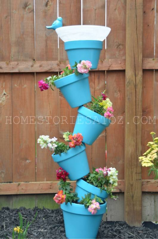 DIY garden planter birds bath