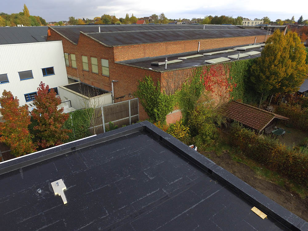 aerial view of a house with EPDM roofing