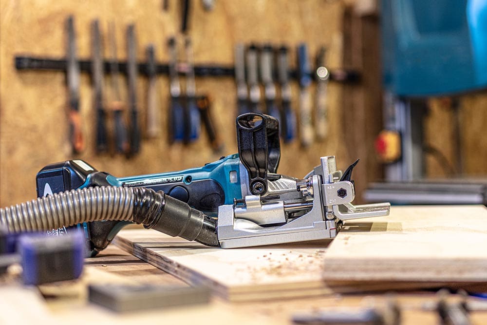 biscuit jointer in the workshop