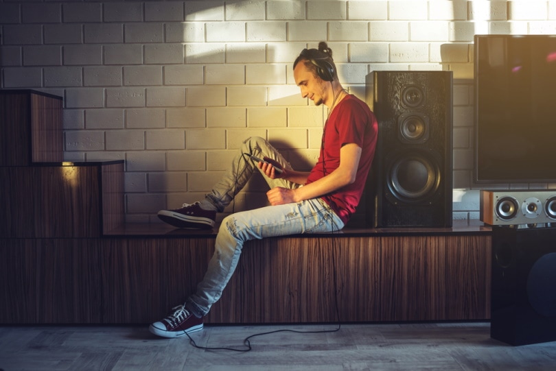 man listening to music