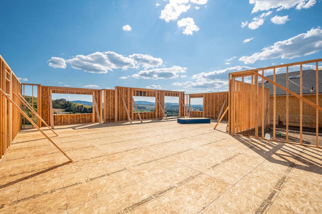 newly constructed house with subfloor