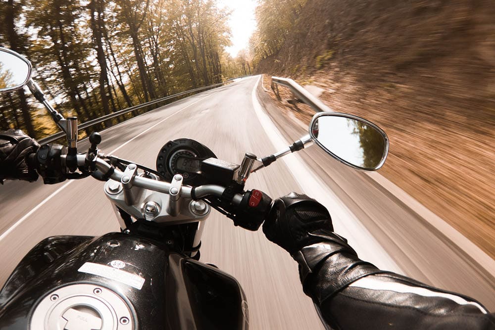 point of view of a motorcycle rider
