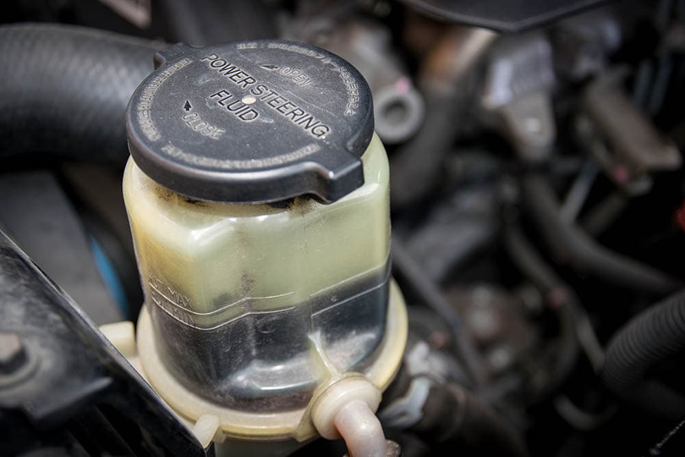 Power steering fluid in a car
