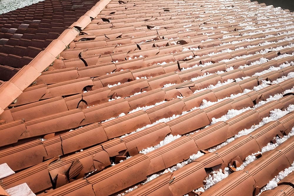 roof damaged by hail