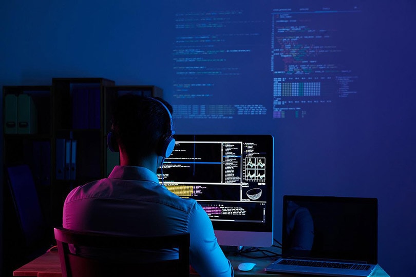 software developer working on his computer
