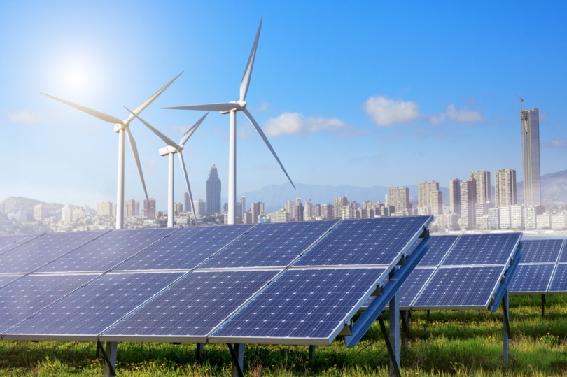 solar panel and wind mill