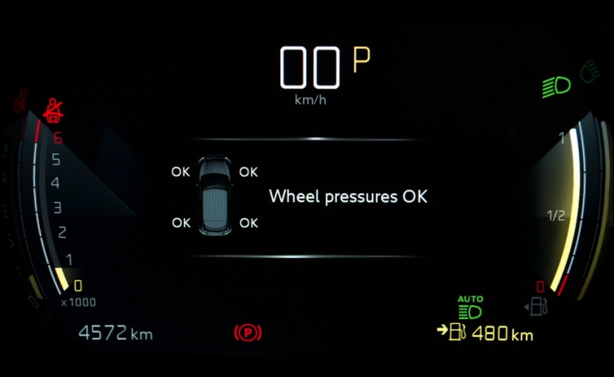 tire pressure monitor on car dashboard