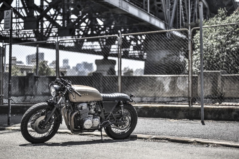 A motorcycle with clubman handlebars