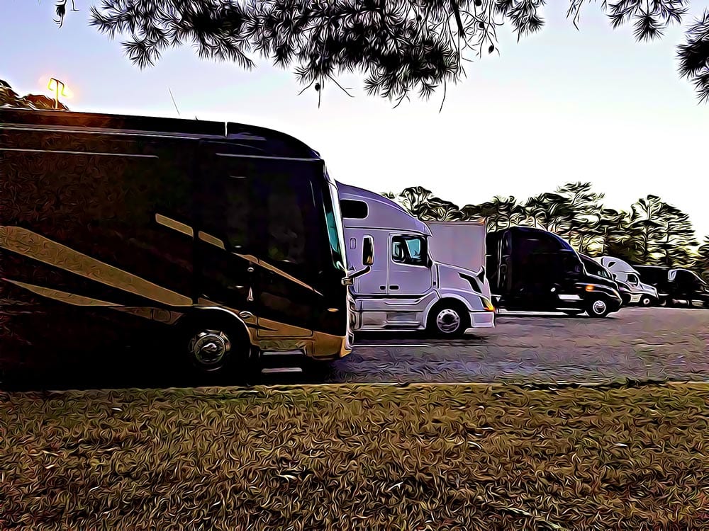 RV parked at truck stop