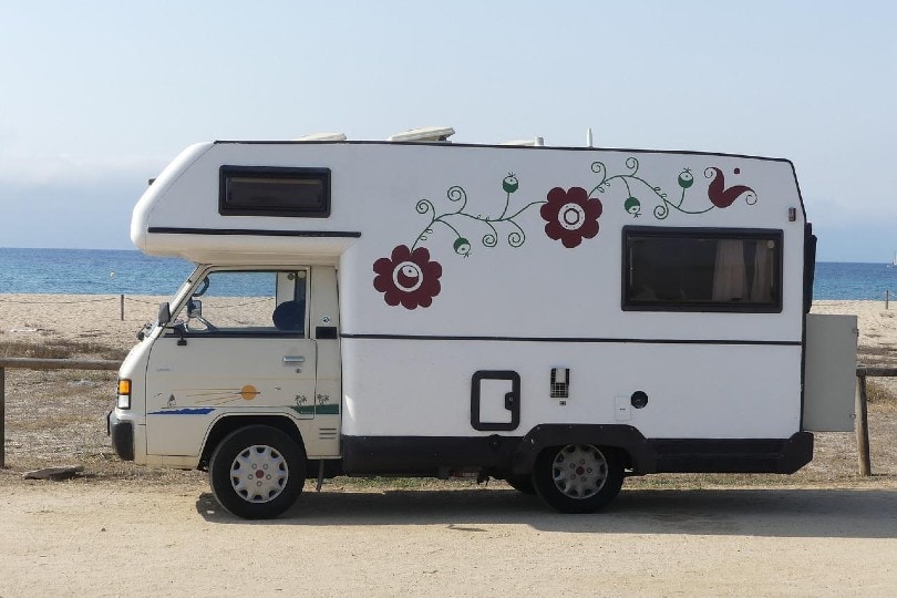 RV parked by the beach