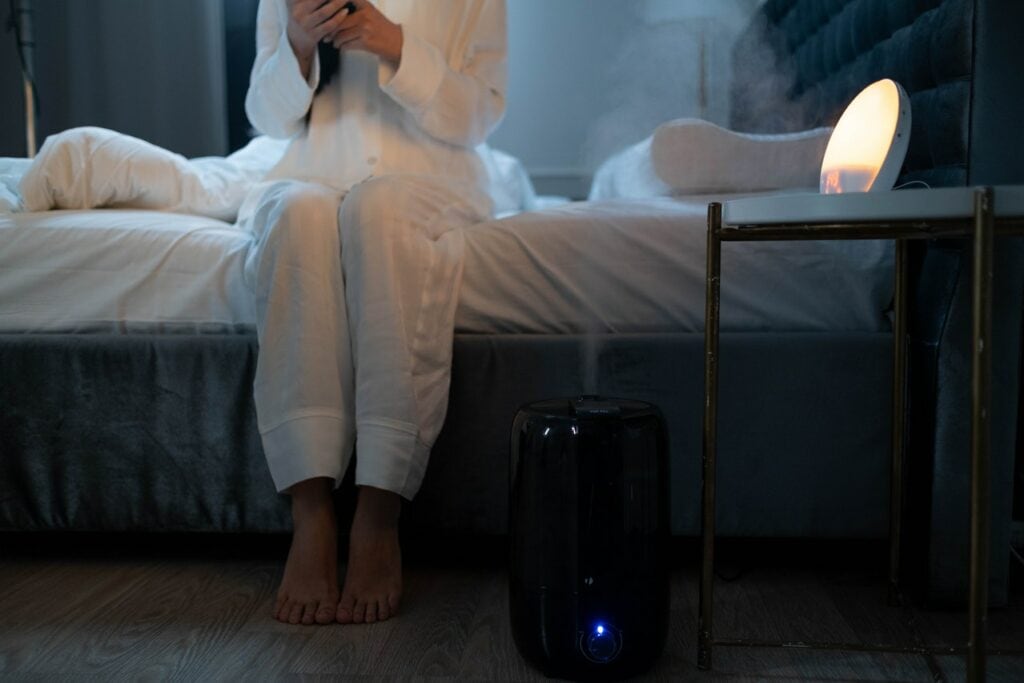 black humidifier in a room