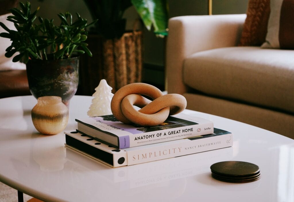 book on a coffee table
