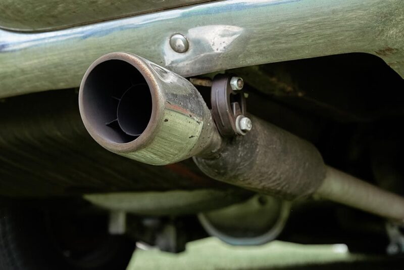 close up car muffler